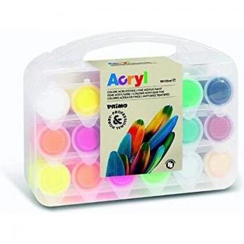 Set de Pinturas Acrílicas Finas PRIMO - 18 Colores en Frascos de 25 ml con Accesorios y Cartones Telados