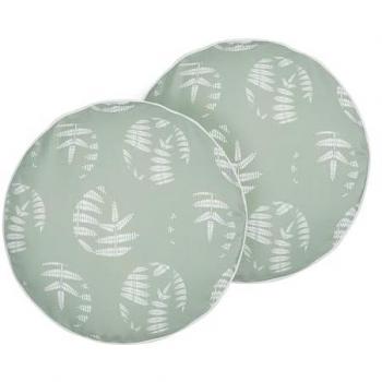 Conjunto de 2 cojines de jardín redondos ⌀ 40 cm poliéster verde con motivo de hojas diseño moderno Alassio