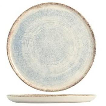 Plato de postre de stoneware - 21 cm, color azul y marrón