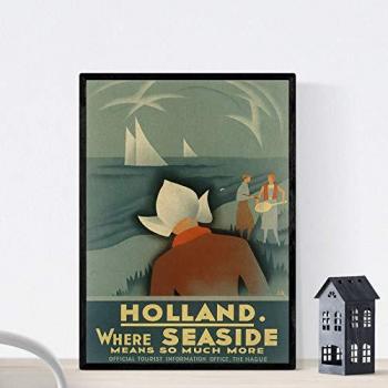 Póster Vintage Barcos en Holanda - Cartel Decorativo de Europa Sin Marco Tamaño A3