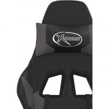 Silla gaming de masaje y reposapiés cuero sintético negro gris