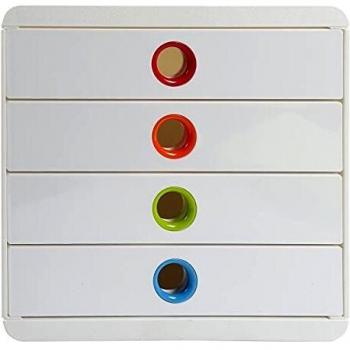 Organizador de Escritorio POP-BOX Exacompta, 4 Cajones, Blanco y Multicolor, A4+