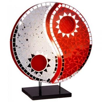 Lámpara de mesa Ying Yang con mosaico rojo