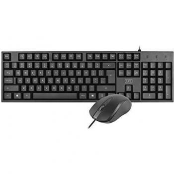 1Life Base Kit de Teclado y Ratón USB Slim 1000dpi en Español, Color Negro
