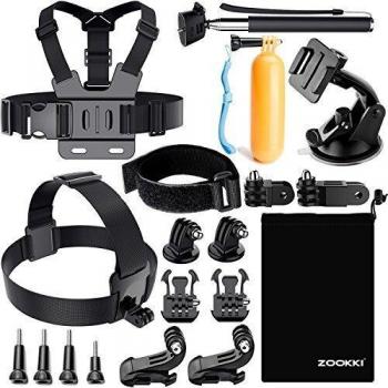 ZOOKKI Camera Accessory Kit for GoPro Hero 4/ 3 / 3/ 2/ 1/ SJ4000/ SJ5000/ SJ6000 - Black Silver