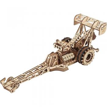 UGEARS Dragster Car Model Kit - Maqueta Mecánica de Madera 3D Puzzle con Motor de Mola Potente