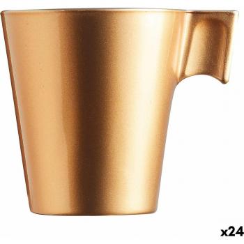 Taza Luminarc Flashy Dorado 80 ml Vidrio - Fácil de Limpiar - Reciclable - Apta para Microondas y Lavavajillas - Paquete de 24 Unidades