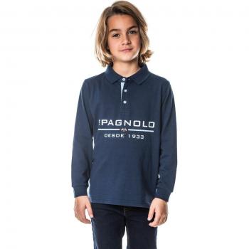 Polo de niño manga larga azul marino