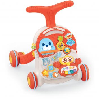 Andador 2 en 1 Kikkaboo Wobble Fun Naranja con mesa de juego ajustable