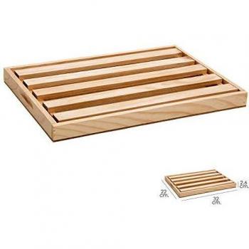 ORYX 5860105 Tabla Corta Pan Madera con Recoge Migas 32 x 22 cm, 23 litros, Multicolor
