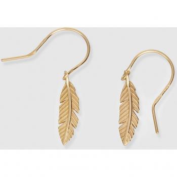 Pendientes de niña de oro con forma de pluma