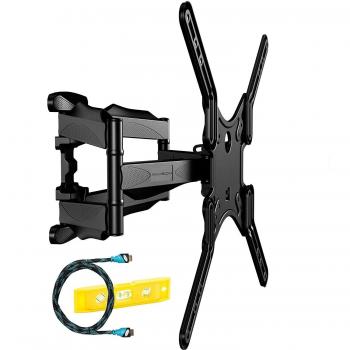 Invision Soporte de Pared para TV Para 24-55 Pulgadas Pantallas LED LCD 4K Plasma Curvadas, Doble Brazo, Inclinable y Giratorio Con Cable HDMI 1080p y Nivel de Burbuja, Max VESA 400x400mm