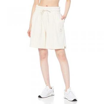 Pantalón Corto Puma Classics High Waist Para Mujer - Color blanco roto, Talla L, Cintura alta