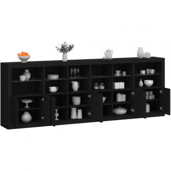 Aparador con luces LED vidaXL 283x37x100 cm Mueble de Almacenaje de Salón Armarios con Puertas Cajón de Madera Buffet para salón Moderno Armario Auxiliar Armario de Almacenamiento Negro