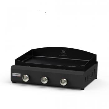 Plancha de gas Amalia 360 - 3 quemadores, doble pared, pies regulables, color negro