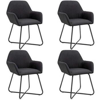 Set of 4 Black Fabric Dining Chairs