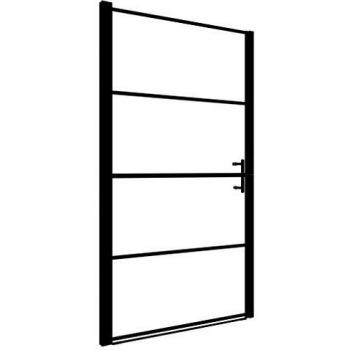 vidaXL Shower Door Tempered Glass 91x195 cm Black