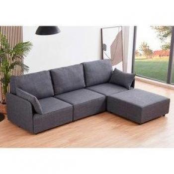 Sofá Chaiselongue Modular Mou 3 Plazas con 2 Cojines Gris