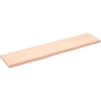 Estante de pared de madera maciza de roble tratada 180x40x(2-6)cm, color natural, marrón claro y marrón oscuro, mueble de almacenaje estantería para oficina, estudio y dormitorio