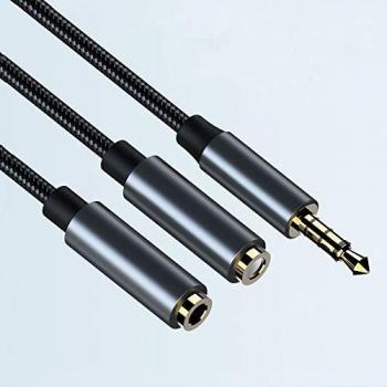 Adaptador Jack para Micrófono Auriculares de 3,5 mm, Cable y Divisor para Jack 3,5 1 Macho a 2 Hembra, Divisor Jack 3,5 mm para Uso de 2 Auriculares Simultáneamente.