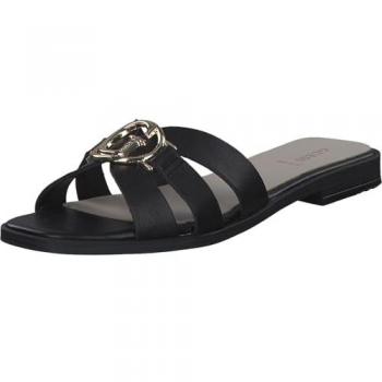 Sandalias Negras Guess FLJSYM LEA03 para Mujer, Talla 39 EU, Diseño Plano y Casual