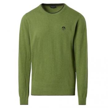 Jersey de Cuello Redondo para Hombre en Mezcla de Cachemira con Logotipo Bordado - Salvia, XXL