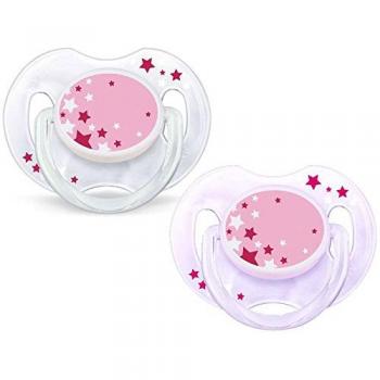 Philips Avent SCF176/28 - Set de 2 chupetes nocturnos que brillan en la oscuridad, de 0 a 6 meses, niña