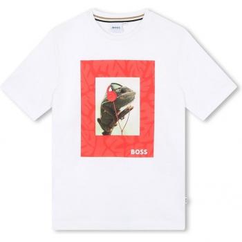 BOSS Kidswear - Camiseta de niño de manga corta con dibujo frontal, modelo J51026