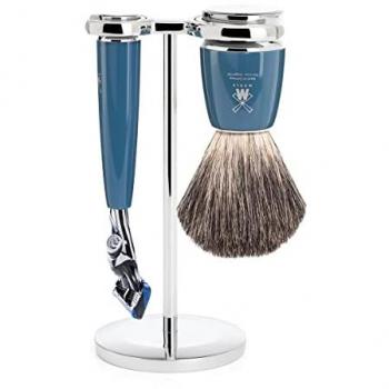 Set de Afeitado Mühle Rytmo - Brocha de Tejón Puro, Maquinilla Gillette® Fusion y Soporte Elegante