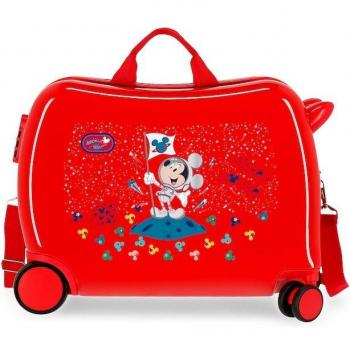 Disney Mickey Mouse Maleta de Cabina Infantil Correpasillos Rígida 38x50 cm Rojo con Capacidad de 34L - Mickey on the Moon