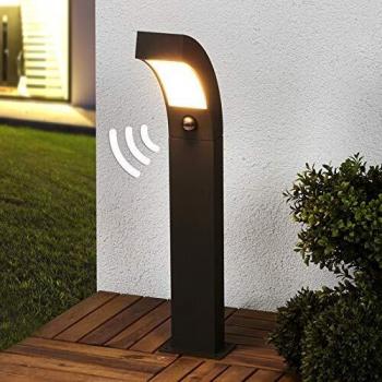 Baliza LED de pie Lennik con sensor, 60 cm, antracita, iluminación exterior moderna