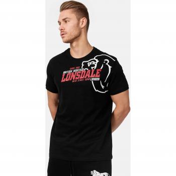 Camiseta Lonsdale Walkley de Manga Corta en Negro, Rojo y Blanco - 5XL