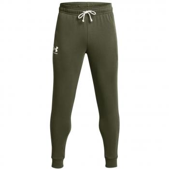 Pantalón largo Under Armour Rival Terry Jogger verde oliva para hombre, talla S, estilo jogger con tejido de felpa suave, ajuste regular, diseño cómodo y versátil ideal para actividades deportivas y casuales