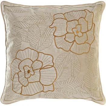 Cojín decorativo de poliéster con bordado de flores, diseño elegante