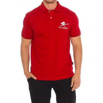 Plein Sport Men's Short-Sleeved Polo Shirt - Red Cotton, Size Small