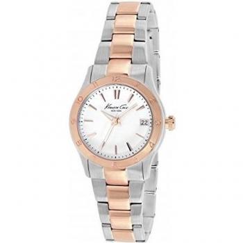 Reloj Mujer Kenneth Cole IKC4930 (Ø 36 mm) - Reloj analógico, caja de acero inoxidable, correa de acero inoxidable, esfera plateada con detalles en dorado, resistente al agua hasta 30 metros