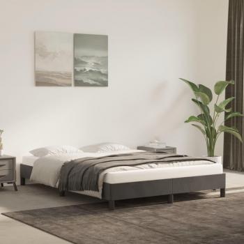 Cama solar sin colchón de terciopelo gris oscuro 140x200 cm