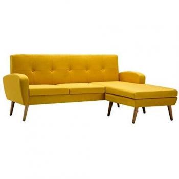 vidaXL Sofá con Forma L Tapizado de Tela Amarillo 186x136x79 cm Sillón Salón