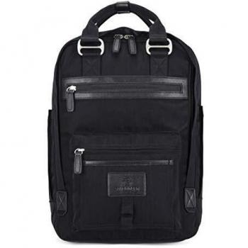 SEVENTEEN LONDON - Mochila 'Wimbledon' Moderna, Sencilla y Unisex con un Acabado Negro y Negro en el Estilo de una Mochila escandinava, computadora portátil de hasta 13