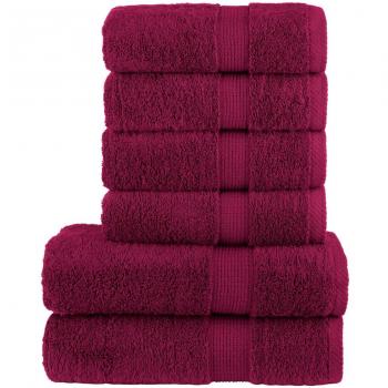 Set de toallas SOLUND 8 piezas burdeos 100% algodón 600 GSM