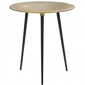 Mesa Auxiliar Glamour Redonda de Metal Dorado y Negro 45 cm Brillante