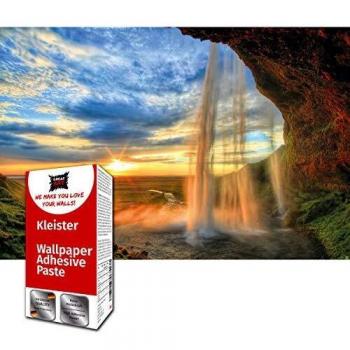GREAT ART Foto Mural Cascada Bello Atardecer Poster Naturaleza 210 x 140 cm - Papel Pintado 5 Piezas incluye Pasta para pegar