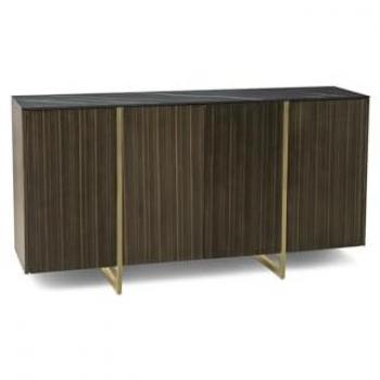 Madia Aparador 4 Puertas Cerámica Negra 160 x 40 x H 85 cm