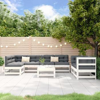 8-Piece White Solid Pine Garden Lounge Set