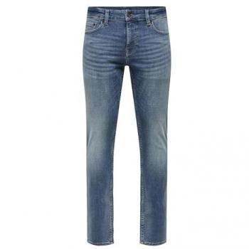 Only & Sons Men's Slim Fit Low Rise Jeans - Medium Blue, 34/34