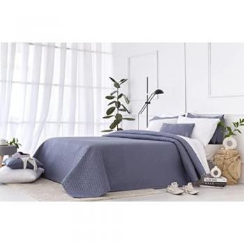 Colcha Boutí Fina Piqué Multiusos 100% Microfibra Extra Suave - Primavera, Verano, Otoño e Invierno - Cama 80/90-180x260cm Azul Grisáceo