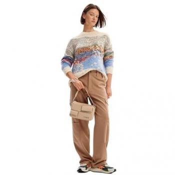 Jersey de mujer Desigual Gran Sudbury de punto estampado, sudadera con material de acabados, talla L