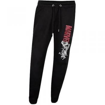 Pantalones de jogging con logotipo vertical de Marvel para hombre, color negro, talla M