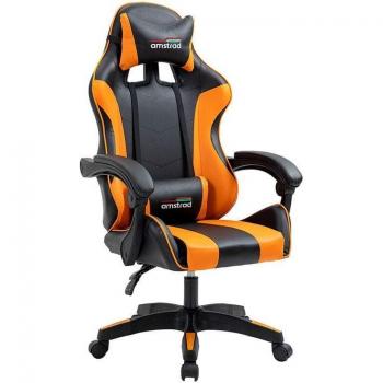 Silla Gaming Amstrad AMS 800 Naranja con Cojín Lumbar y Apoyo para Cabeza
