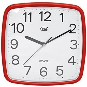 Trevi OM 3305 - Reloj de pared de diseño retro con maquinaria de cuarzo de funcionamiento silencioso - Color rojo